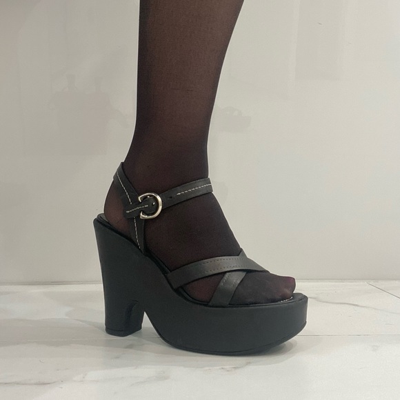PRADA Leather Strappy Platform Wedge Sandals - Picture 8 of 8